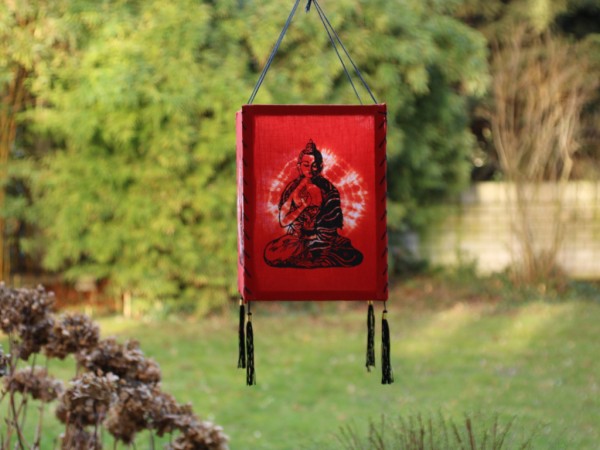 Lampenschirm aus Baumwollfaser; Motiv: Buddha, rot