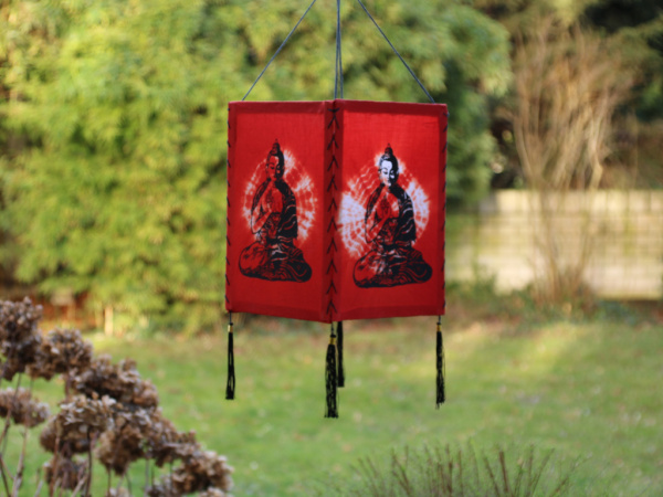 Lampenschirm aus Baumwollfaser; Motiv: Buddha, rot