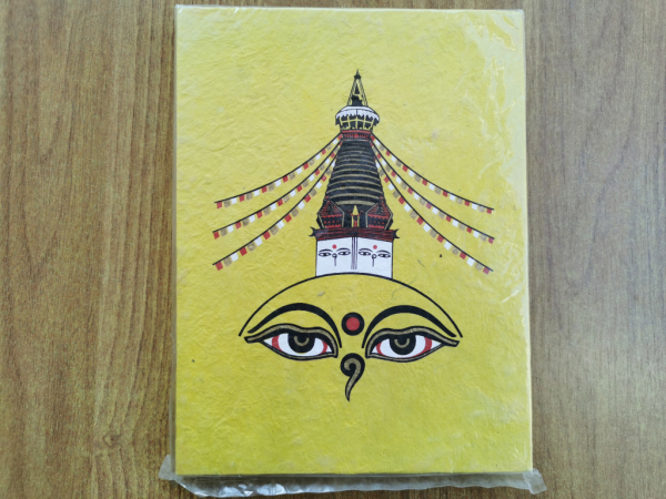 Großes Lokta-Notizbuch | Motiv: Stupa | ca. 15x20cm, ~40 Seiten, Farbe auswählbar