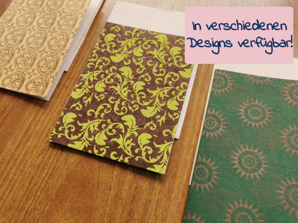 3er-Set Lokta Karten in verschiedenen Designs | 11,5 x 16cm, aufklappbar, mit Umschlag