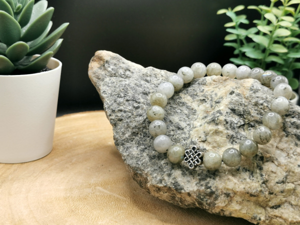 Labradorit Mala-Armband mit Unendlichen Knoten