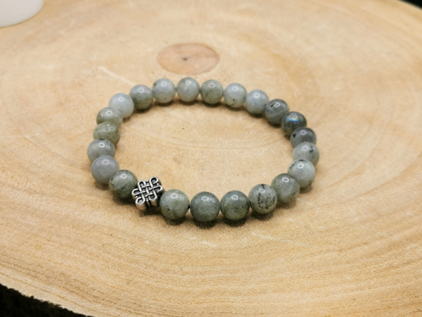 Labradorit Mala-Armband mit Unendlichen Knoten
