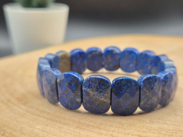 Lapislazuli Armband mit abgerundeten Rechteckperlen | Handgemacht | Elastisch