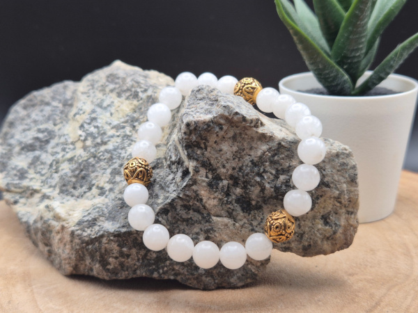 Armband aus Crackled Quartz (Bergkristall) & Schmuckperlen aus Kupfer