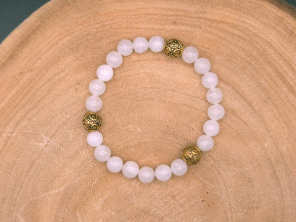 Armband aus Crackled Quartz (Bergkristall) & Schmuckperlen aus Kupfer