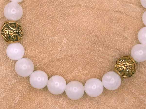 Armband aus Crackled Quartz (Bergkristall) & Schmuckperlen aus Kupfer