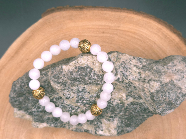 Armband aus Crackled Quartz (Bergkristall) & Schmuckperlen aus Kupfer