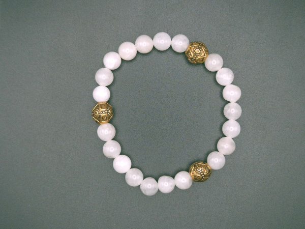 Armband aus Crackled Quartz (Bergkristall) & Schmuckperlen aus Kupfer