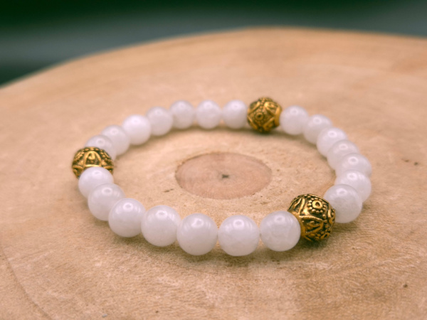 Armband aus Crackled Quartz (Bergkristall) & Schmuckperlen aus Kupfer