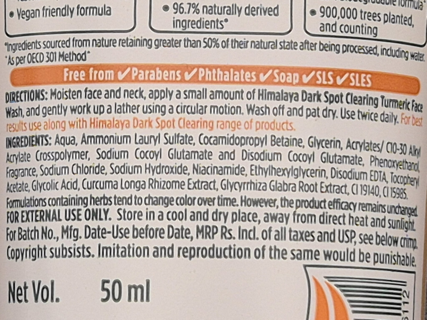 Himalaya Turmeric Face Wash mit Kurkuma, 50 ml