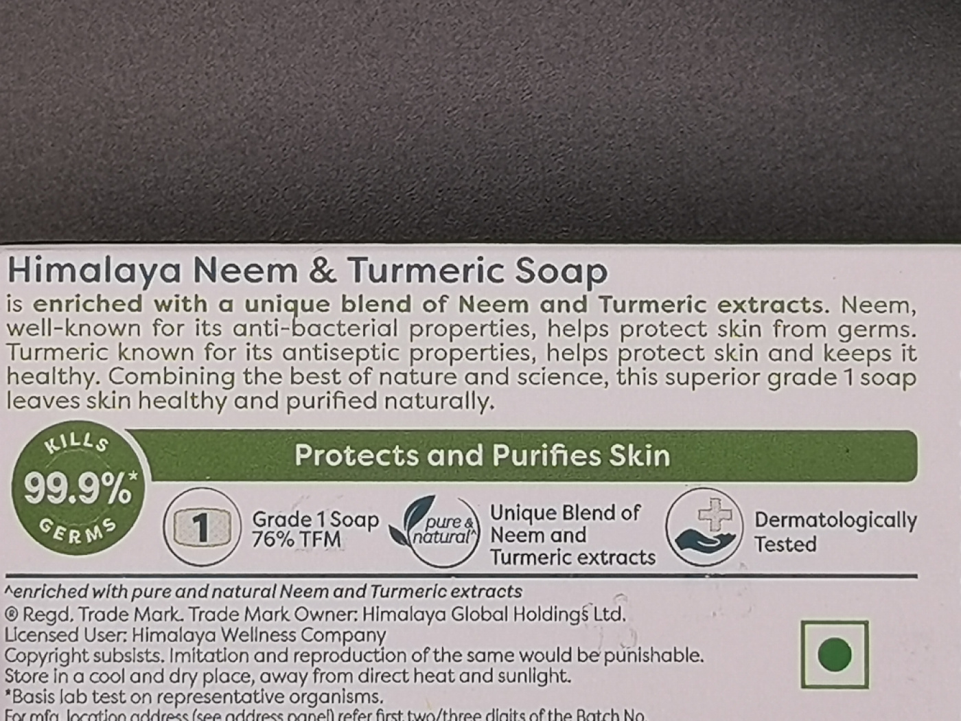 Himalaya Neem & Turmeric Seife – ayurvedische Pflanzenseife mit Neem und Kurkuma für die tägliche Reinigung von Händen und Körper, 125 g.