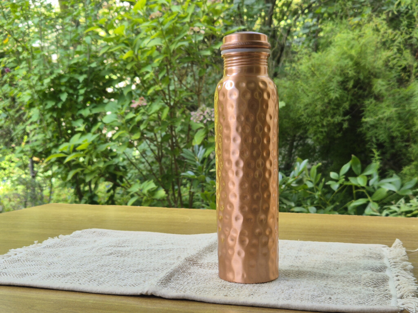 Kupfer Trinkflasche 1 Liter – Handgemacht mit Musterung