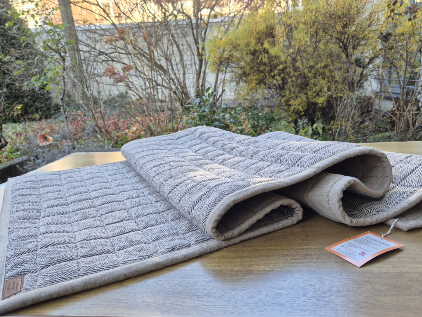 Handgewebte Yoga-Matte aus Baumwolle | Aschbraun | LWH