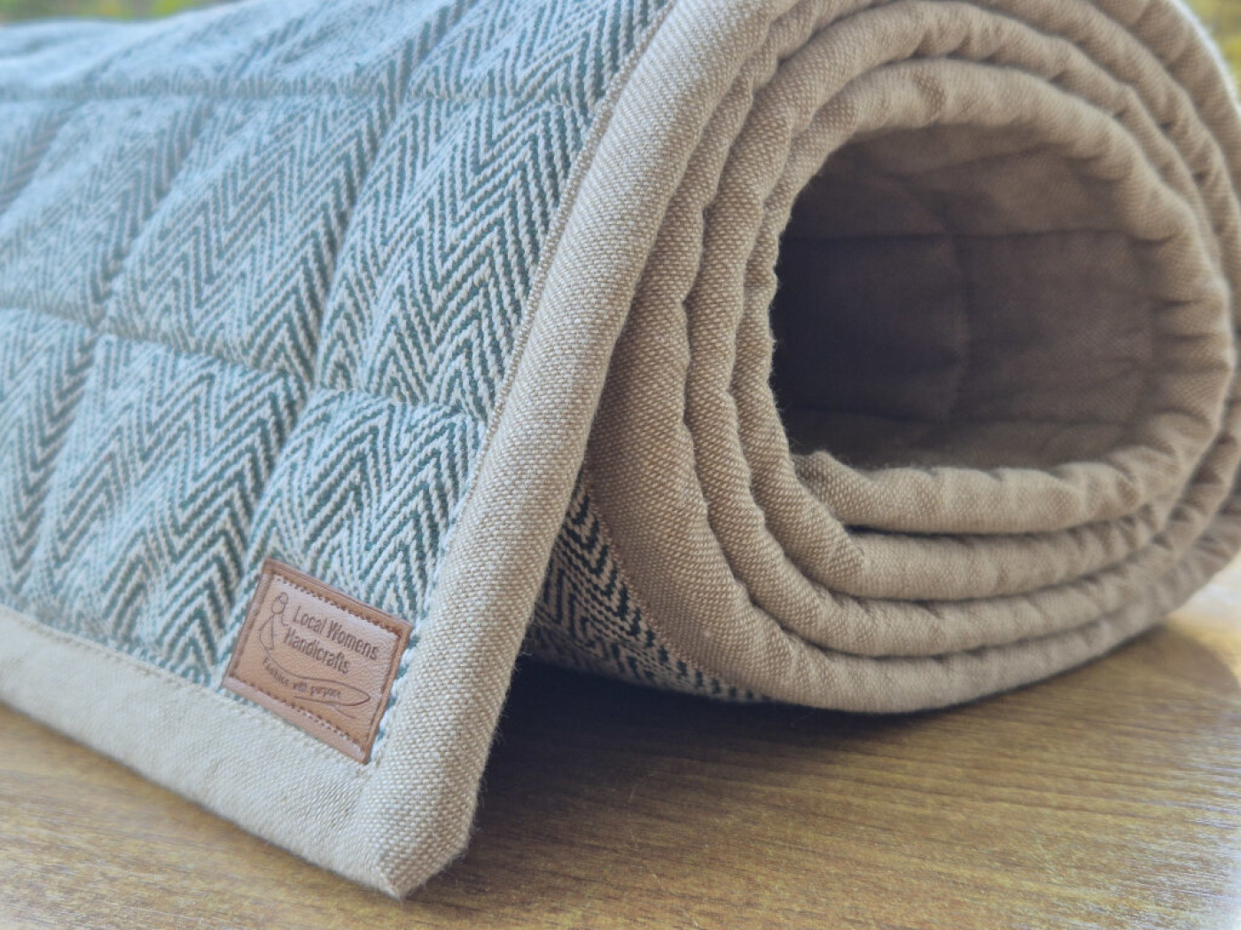 Handgewebte Yoga-Matte aus Baumwolle in Grün – Einzelstück von LWH, Nepal