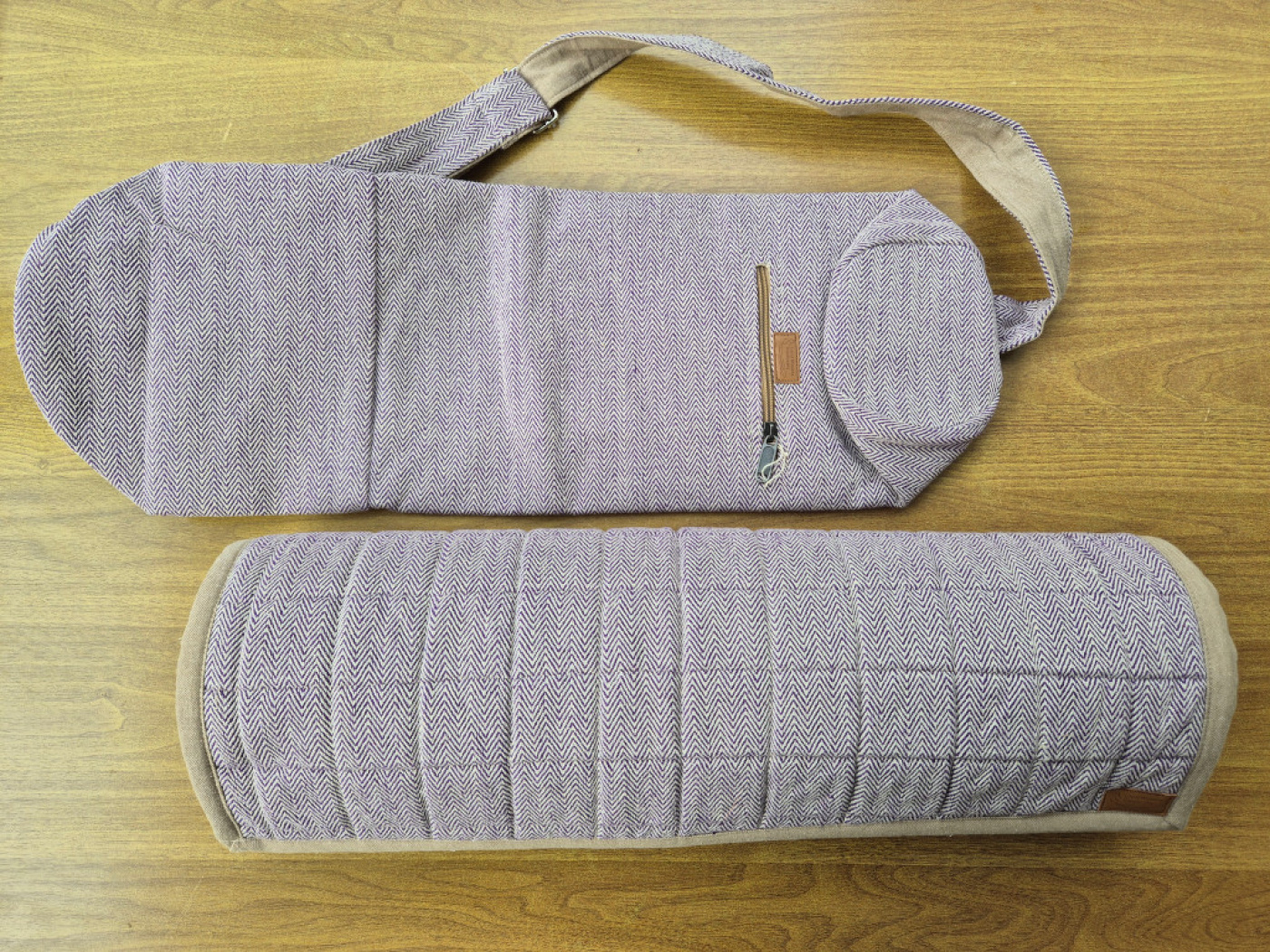 Yoga-Matte mit passender Transporttasche | Handgewebt aus Baumwolle | Lila (Violett) | LWH