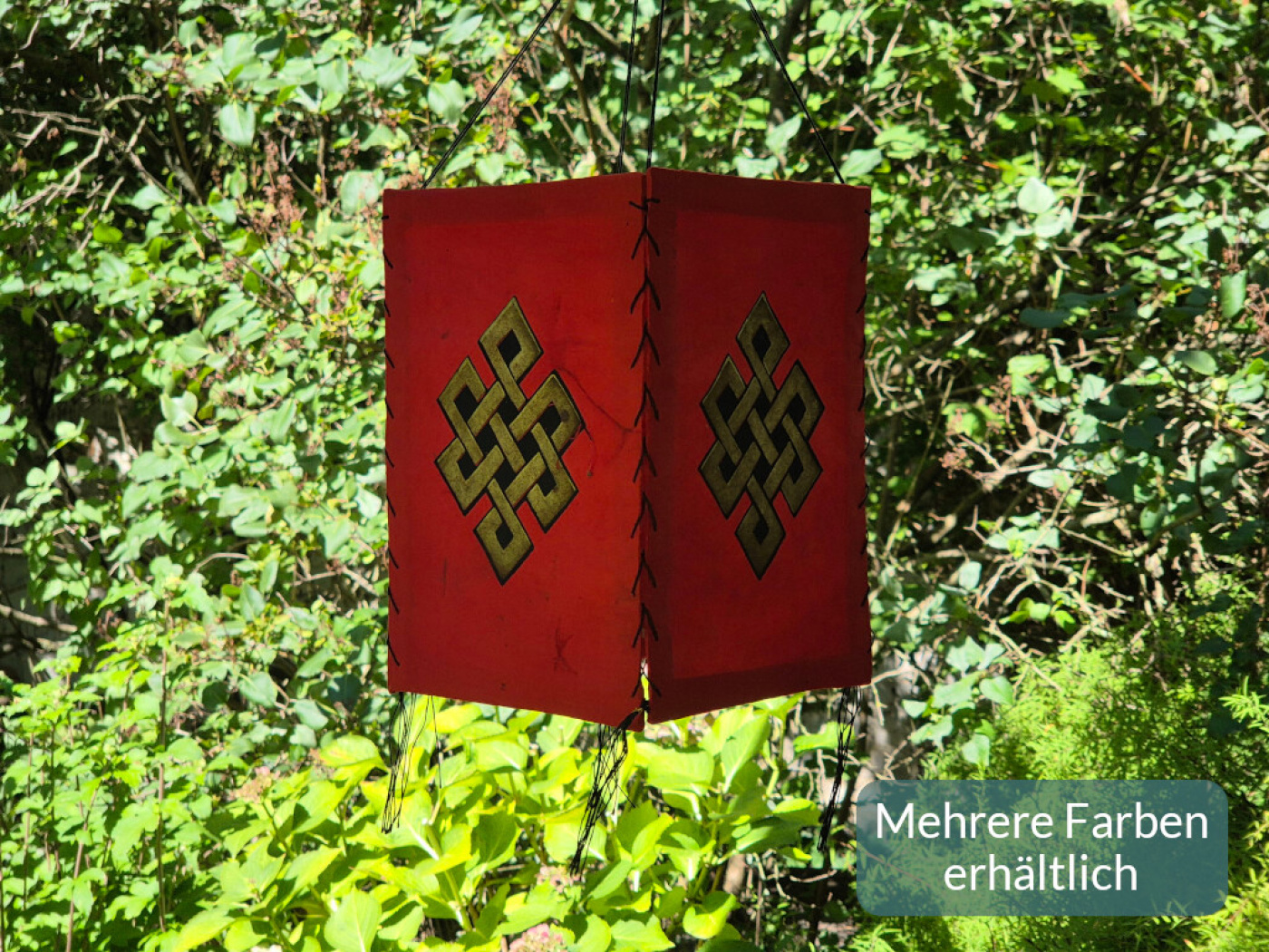 Handgefertigter Lokta Lampenschirm mit Unendlichem Knoten aus Nepal