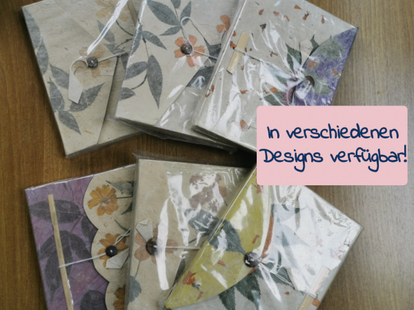 Extra dickes Lokta-Notizbuch ca. 15x20cm | Getrocknete Blüten mit Verschlusstechnik | verschiede Ausführungen
