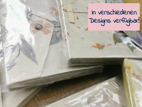 Extra dickes Lokta-Notizbuch ca. 15x20cm | Getrocknete Blüten mit Verschlusstechnik | verschiede Ausführungen
