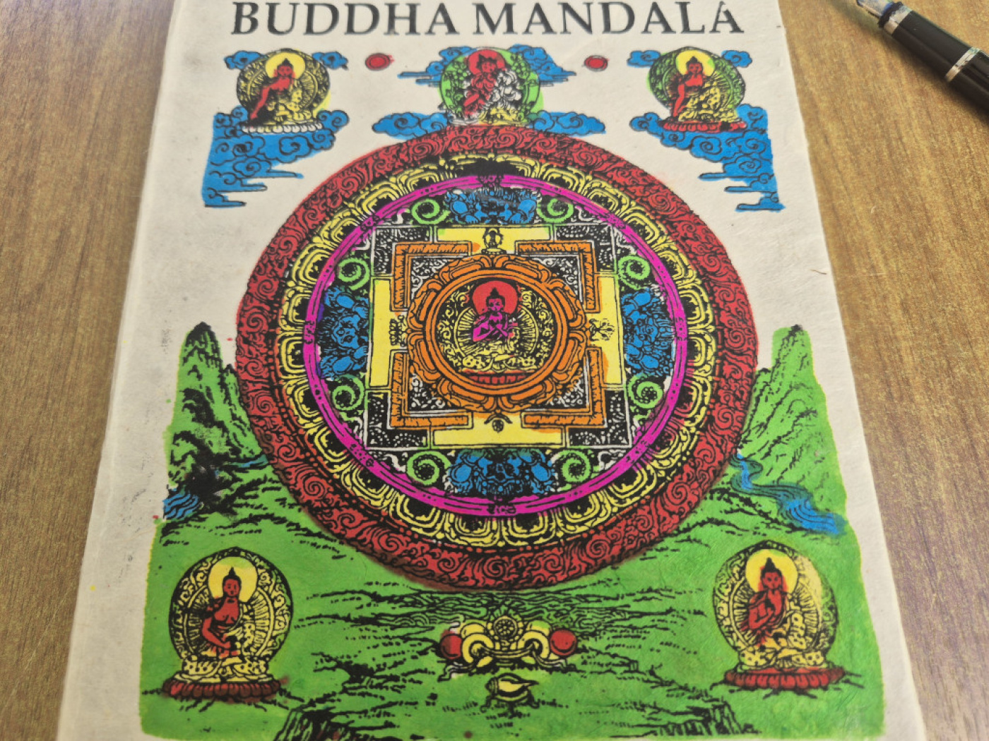 Handgefertigtes Lokta-Notizbuch mit Buddha-Mandala aus Nepal