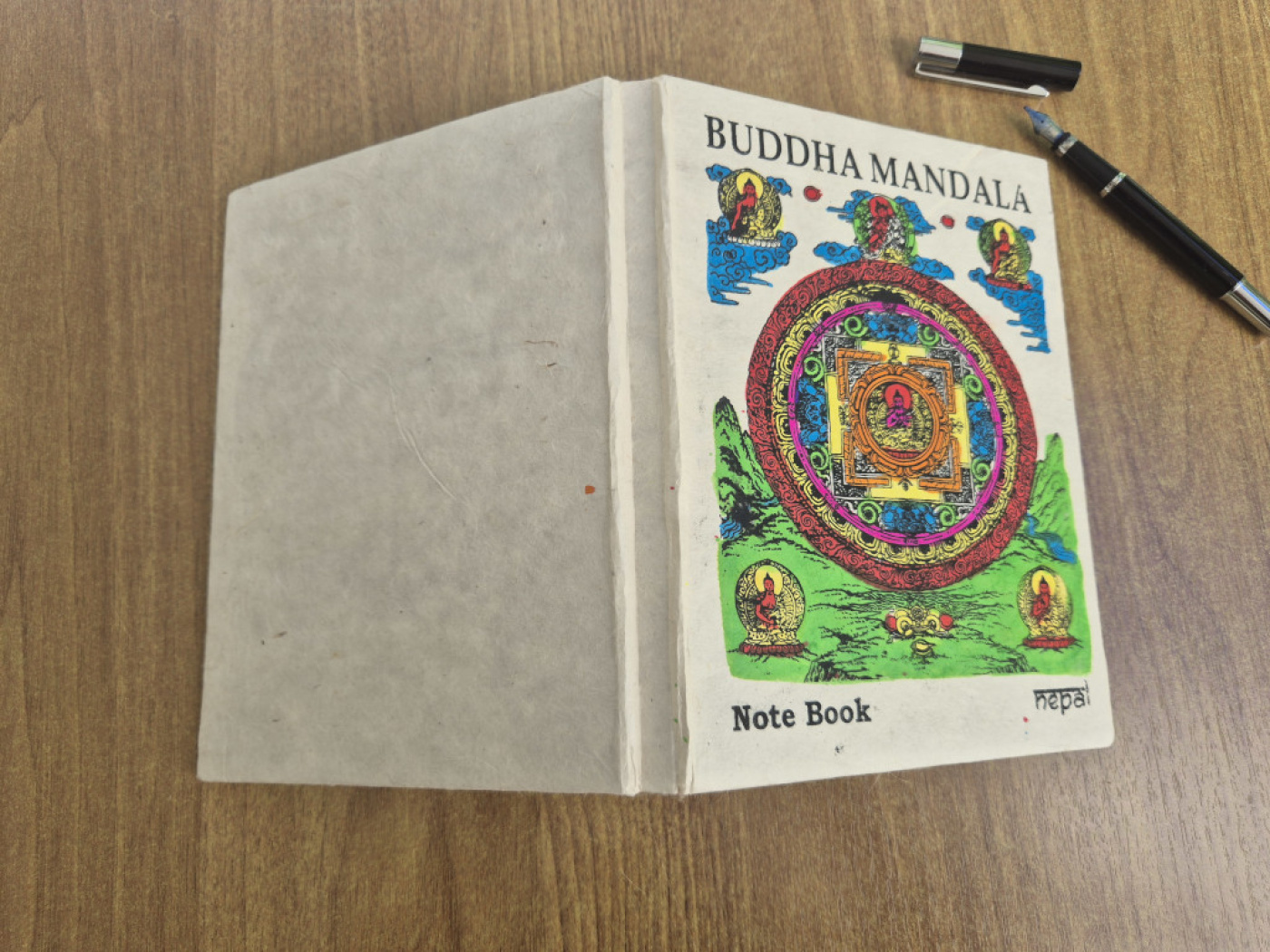 Handgefertigtes Lokta-Notizbuch mit Buddha-Mandala aus Nepal