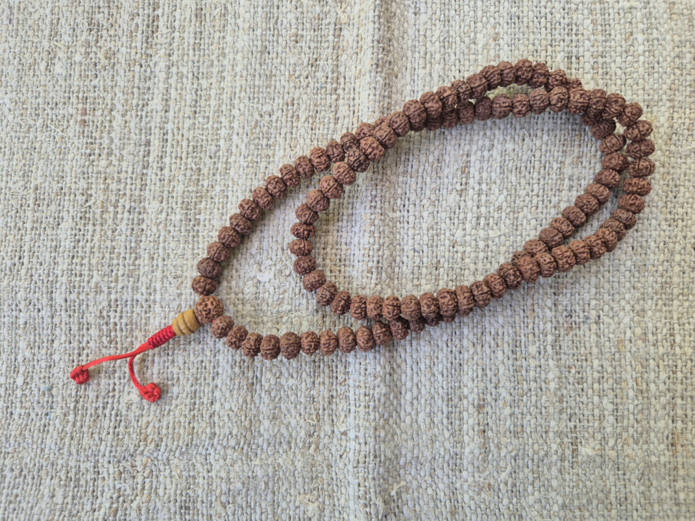 Rudraksha Mala-Gebetskette mit 108+1 Perlen, handgefertigt in Nepal