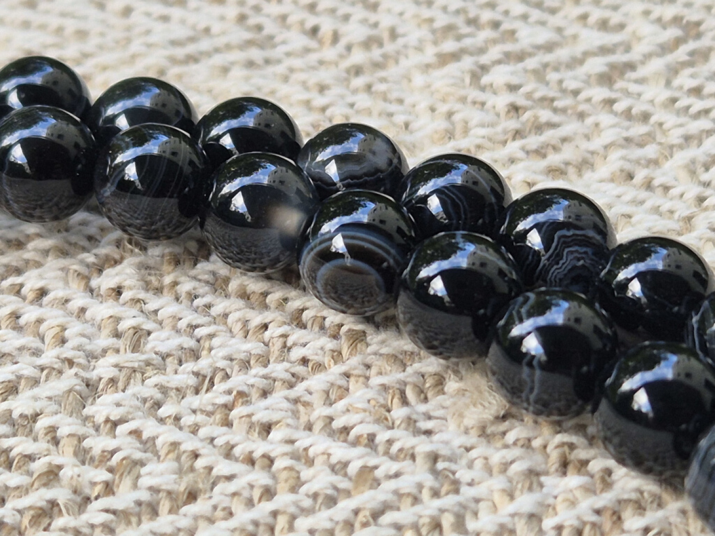 Schwarze Achat Mala-Gebetskette | 108+1 Perlen | ca. 8 mm