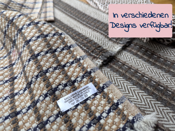 Kaschmir Schal - Muffler (Grau/Braun-Töne), ca. 30x150cm) | Handgemacht, WSDO | in verschiedenen Designs verfübar