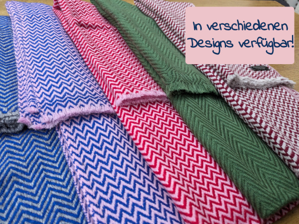 Kaschmir Schal - Muffler (Zacken-Muster, ca. 30x150cm) | Handgemacht, WSDO | in verschiedenen Farben verfübar