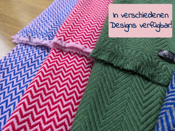 Kaschmir Schal - Muffler (Zacken-Muster, ca. 30x150cm) | Handgemacht, WSDO | in verschiedenen Farben verfübar