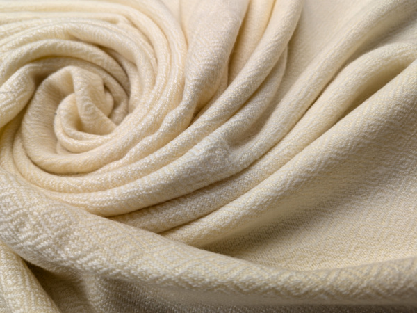 Großer Pashmina mit Jacquard-Muster | 100% Kaschmir | Stola 70x200cm, hell-gelb | Handgemacht, WSDO - EINZELSTÜCK
