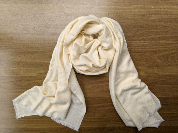 Großer Pashmina mit Jacquard-Muster | 100% Kaschmir | Stola 70x200cm, hell-gelb | Handgemacht, WSDO - EINZELSTÜCK