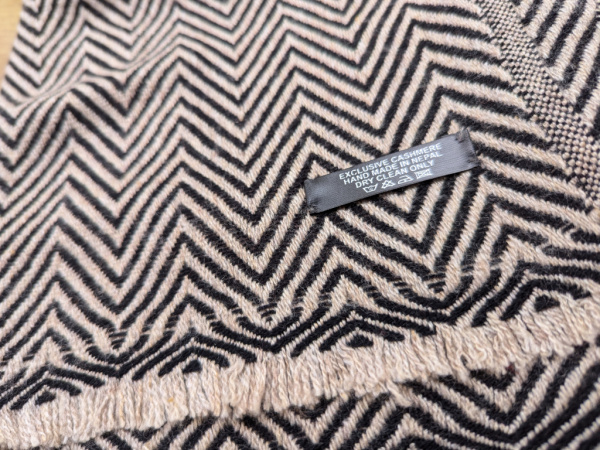 100% Kaschmir Pashmina 70x200cm | Kupfergold + Schwarz | Stola, Handmade, WSDO - EINZELSTÜCK