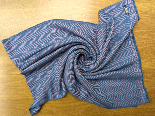70x200cm Stola | 100% Kaschmir Pashmina, blau-rosa |  Handgefertigt, WSDO - EINZELSTÜCK