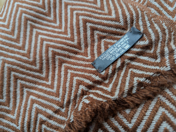 Großer Pashmina Schal | Kakao | 100% Kaschmir Stola, Handgemacht, WSDO - Einzelstück