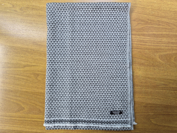 Großer Pashmina mit Jacquard-Muster | 100% Kaschmir | Stola 70x200cm, dunkelgrau-weiß | WSDO - EINZELSTÜCK
