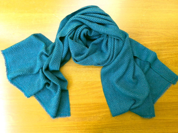 100% Kaschmir Pashmina 70x200cm | Türkis-Grau | Stola, Handmade, WSDO - EINZELSTÜCK
