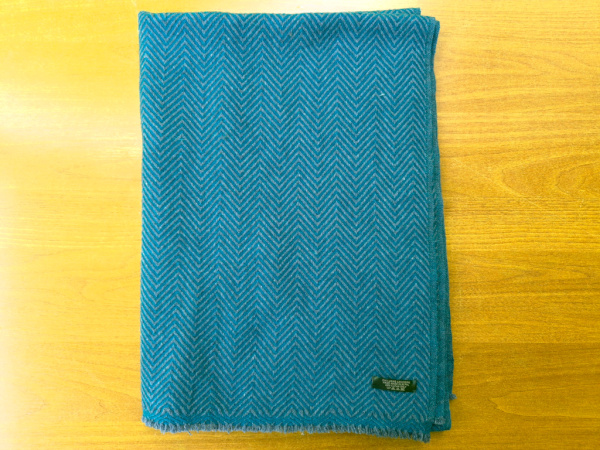 100% Kaschmir Pashmina 70x200cm | Türkis-Grau | Stola, Handmade, WSDO - EINZELSTÜCK