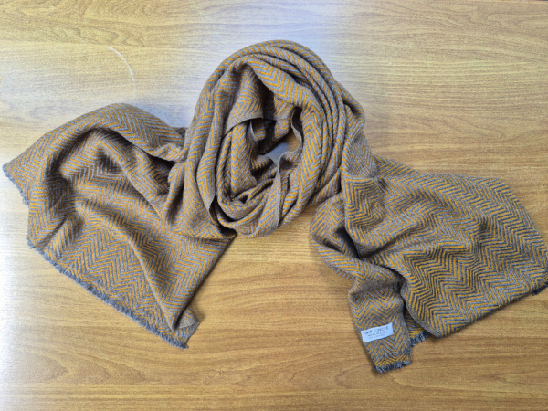 100% Kaschmir Pashmina 70x200cm | Ocker-Grau | Stola, Handmade, WSDO - EINZELSTÜCK
