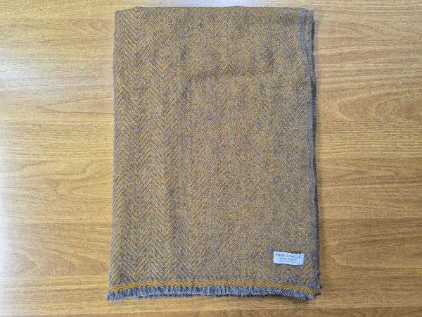 100% Kaschmir Pashmina 70x200cm | Ocker-Grau | Stola, Handmade, WSDO - EINZELSTÜCK