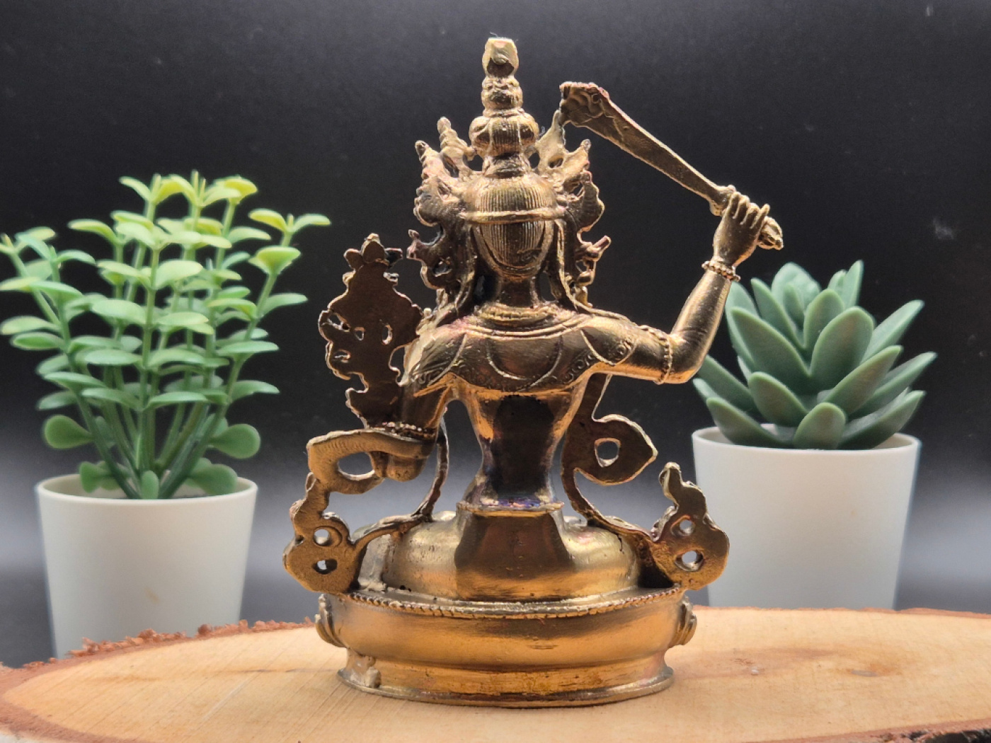 Manjushri Figur aus Messing in goldener Optik | 11cm; ca.370g