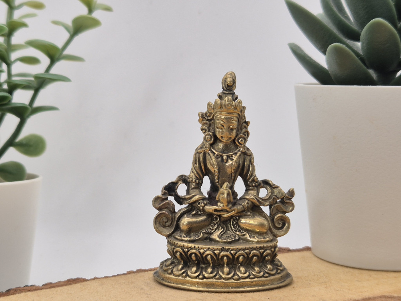 Amitayus aus Messing | Mini Statue | 5,7 cm | Handgefertigt in Nepal