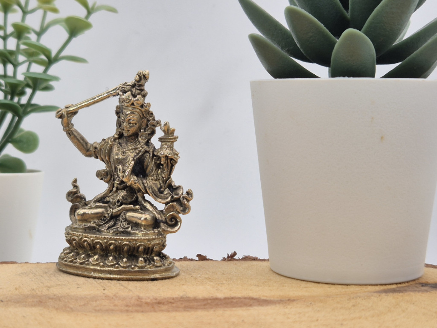 Manjushri aus Messing | Mini Statue | 5,5 cm | Handgefertigt in Nepal
