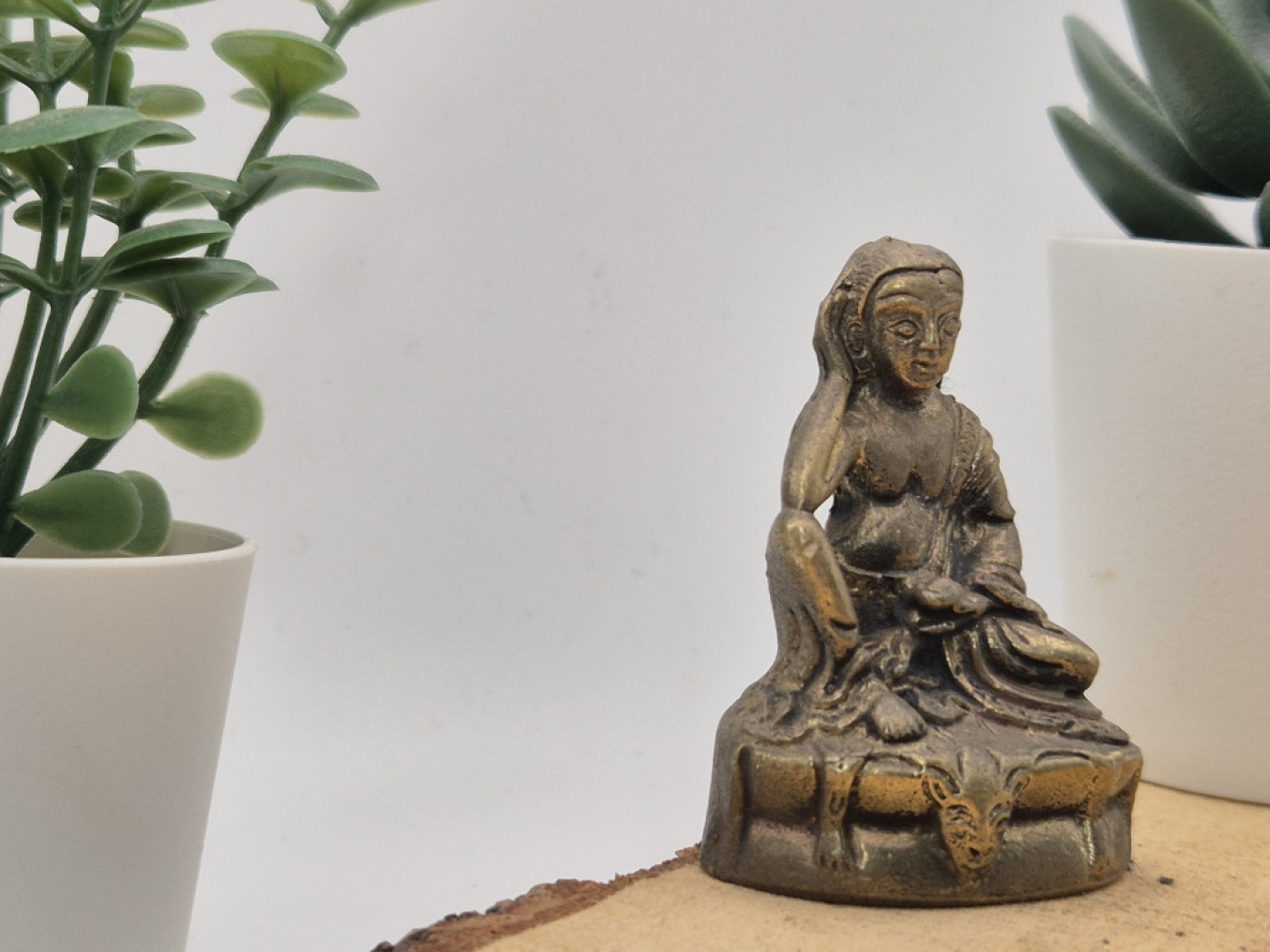 Milarepa aus Messing | Mini Statue | 5,3 cm | Tibetischer Yogi | Handgefertigt in Nepal
