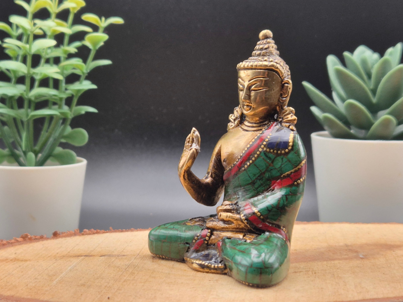 Verzierter Beschützer Buddha aus Messing | ca.7cm