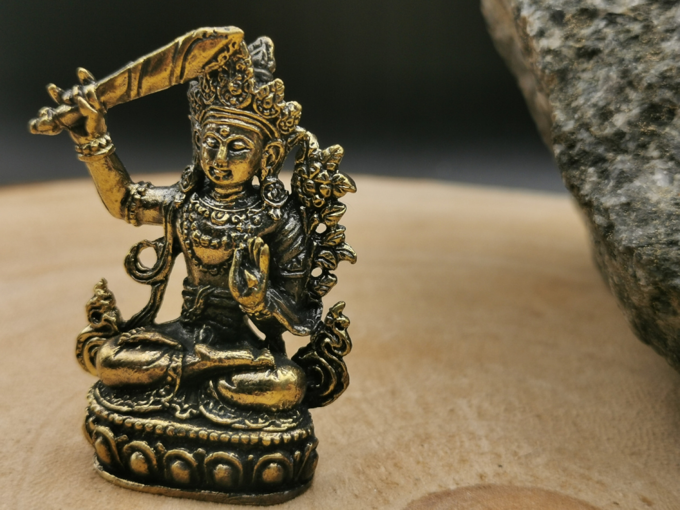 Mini-Manjushri Figur aus Messing | ca. 4,5cm
