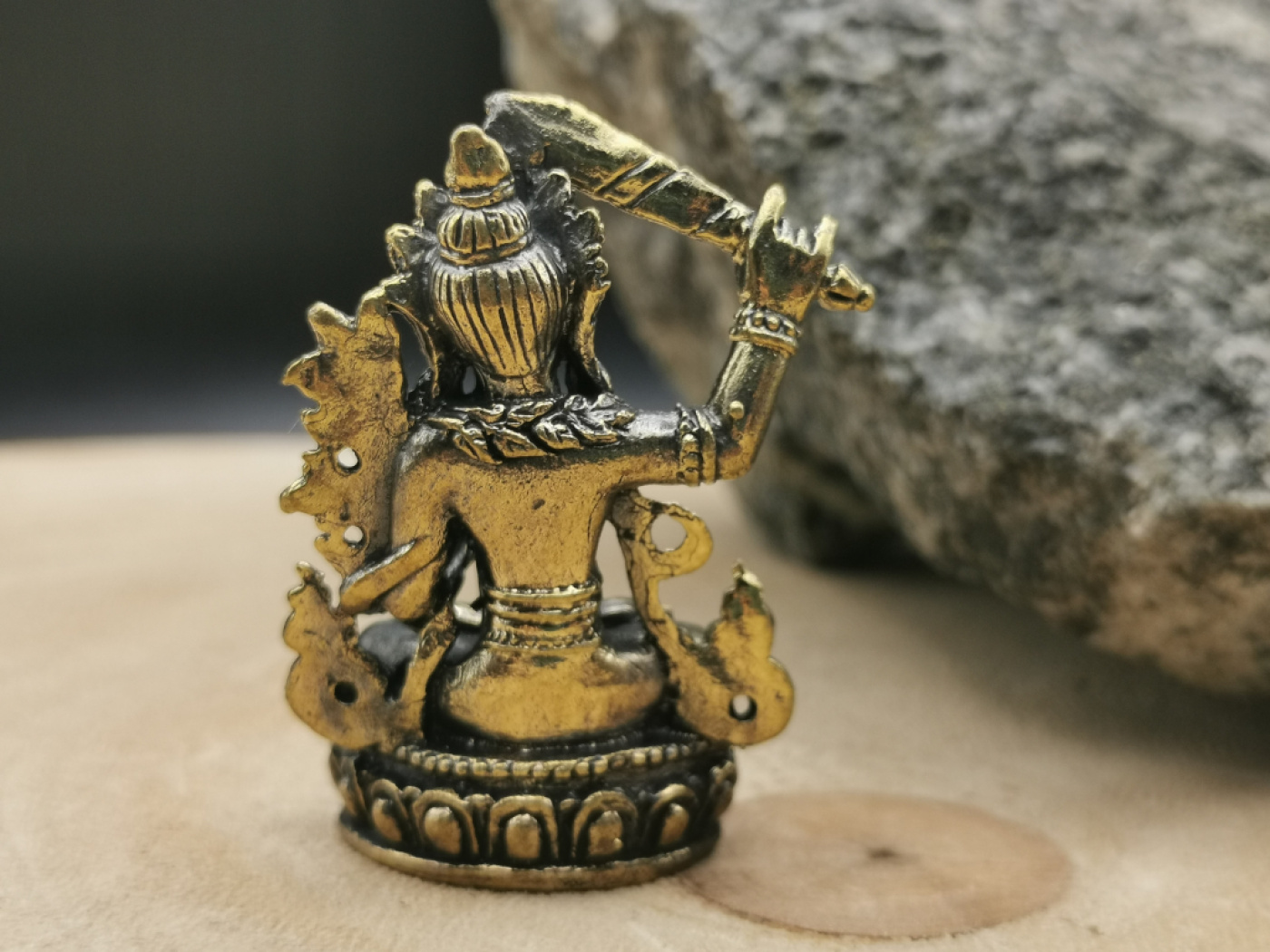 Mini-Manjushri Figur aus Messing | ca. 4,5cm