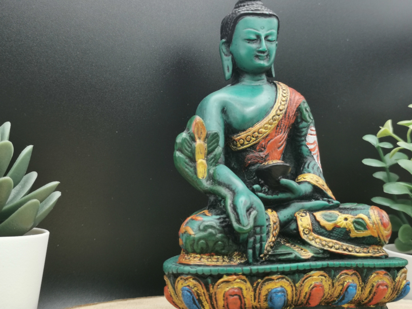 Medizin Buddha aus Resin | Handbemalt, ca. 13cm, Gießharz