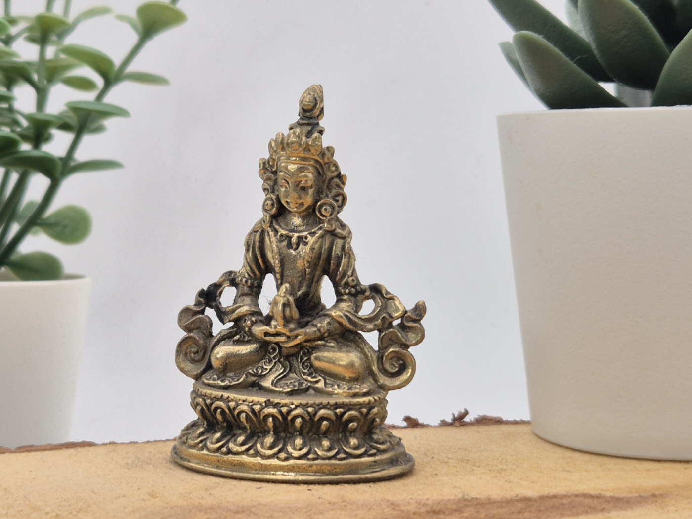 Amitayus aus Messing | Mini Statue | 5,7 cm | Handgefertigt in Nepal