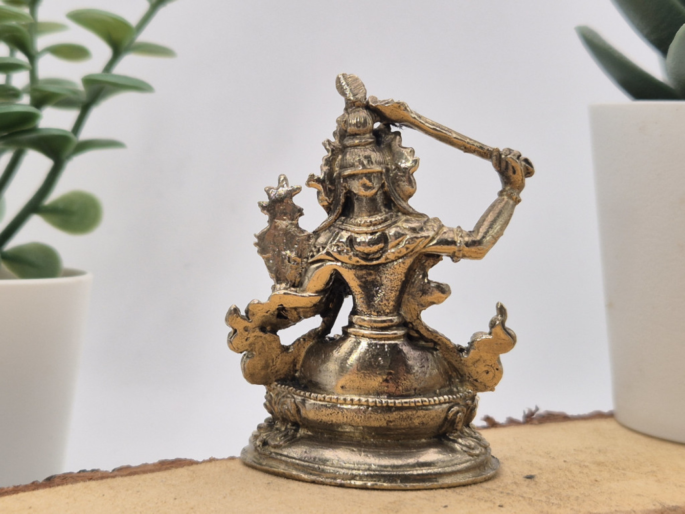 Manjushri aus Messing | Mini Statue | 5,5 cm | Handgefertigt in Nepal