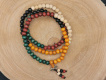 Holz Mala-Kette mit Anhänger "Dorje" | 108+1 Perlen, mehrfarbig